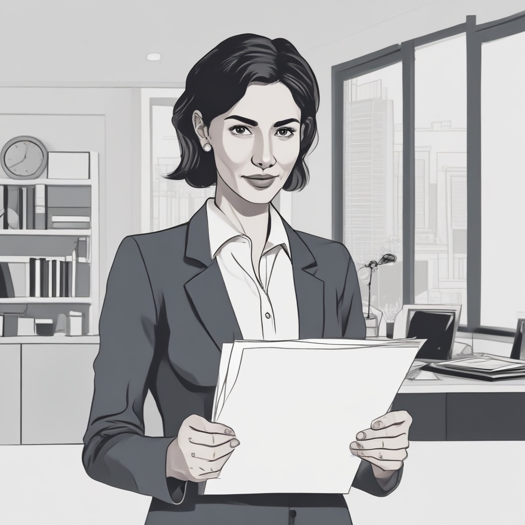 Office woman holding document